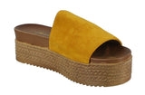 WOMAN'S SHOES MUSTARD SUEDE WEDGE SANDAL SIMILAR-07