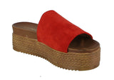 WOMAN'S SHOES RED SUEDE WEDGE SANDAL SIMILAR-07