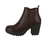 WOMAN'S SHOES BROWN PU BOOTIES SKITTLE-77