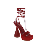 WOMAN'S SHOES RED SUEDE HEELS SKYVIEW-4