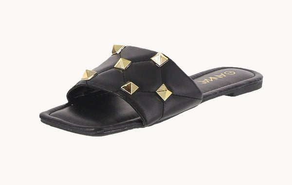 WOMAN'S SHOES BLACK PU SANDALS SPIKKY