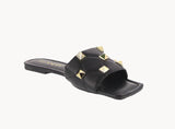 WOMAN'S SHOES BLACK PU SANDALS SPIKKY