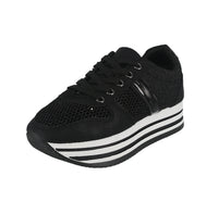 WOMAN'S SHOES BLACK MESH TENNIS SNEAKERS SPONGE-02