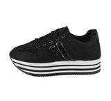 WOMAN'S SHOES BLACK MESH TENNIS SNEAKERS SPONGE-02