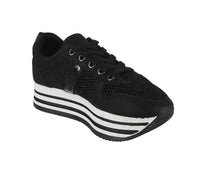 WOMAN'S SHOES BLACK MESH TENNIS SNEAKERS SPONGE-02