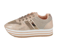 WOMAN'S SHOES ROSE GOLD MESH TENNIS SNEAKERS SPONGE-02