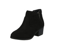 KID'S SHOES BLACK SUEDE BOOTIES SPOT-78K