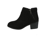 KID'S SHOES BLACK SUEDE BOOTIES SPOT-78K