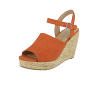 WOMAN'S SHOES ORANGE SUEDE WEDGE STEADY