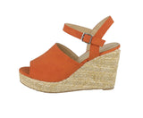 WOMAN'S SHOES ORANGE SUEDE WEDGE STEADY