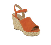 WOMAN'S SHOES ORANGE SUEDE WEDGE STEADY