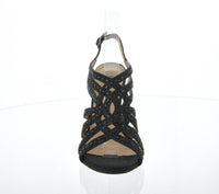 WOMAN'S SHOES BLACK MESH GLITTER HEELS TALARA