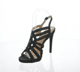 WOMAN'S SHOES BLACK MESH GLITTER HEELS TALARA