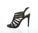 WOMAN'S SHOES BLACK MESH GLITTER HEELS TALARA