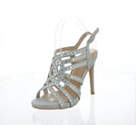 WOMAN'S SHOES SILVER MESH GLITTER HEELS TALARA