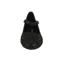 KID'S SHOES BLACK GLITTER FLATS TAMRA-1K