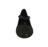 KID'S SHOES BLACK GLITTER FLATS TAMRA-1K