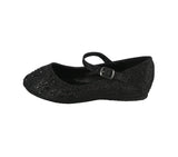 KID'S SHOES BLACK GLITTER FLATS TAMRA-1K