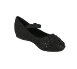 KID'S SHOES BLACK GLITTER FLATS TAMRA-1K