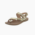 WOMAN'S SHOES GOLD METALLIC PU LEATHER SANDALS THERESA-11