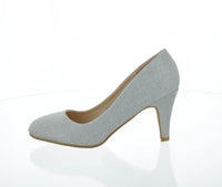 WOMAN'S SHOES SILVER SUEDE GLITTER HEELS TITLE-1