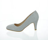 WOMAN'S SHOES SILVER SUEDE GLITTER HEELS TITLE-1