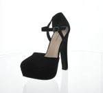 WOMAN'S SHOES BLACK SUEDE HEELS TOKEN-111