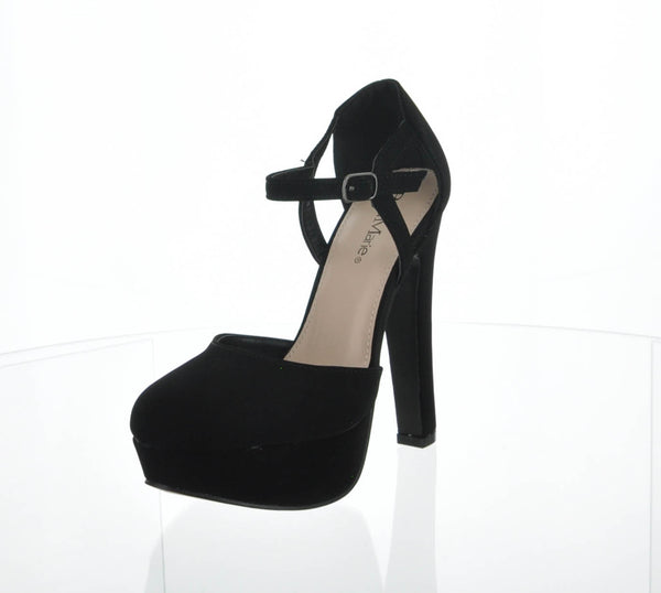 WOMAN'S SHOES BLACK SUEDE HEELS TOKEN-111