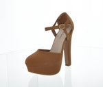 WOMAN'S SHOES CAMEL SUEDE HEELS TOKEN-111