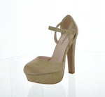 WOMAN'S SHOES LT TAUPE SUEDE HEELS TOKEN-111