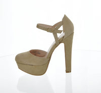 WOMAN'S SHOES LT TAUPE SUEDE HEELS TOKEN-111