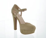 WOMAN'S SHOES LT TAUPE SUEDE HEELS TOKEN-111