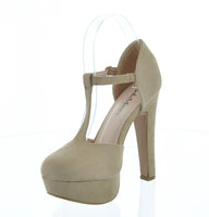 WOMAN'S SHOES LT TAUPE SUEDE HEELS TOKEN-13