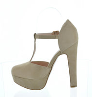 WOMAN'S SHOES LT TAUPE SUEDE HEELS TOKEN-13