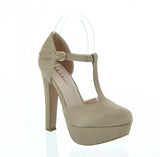 WOMAN'S SHOES LT TAUPE SUEDE HEELS TOKEN-13