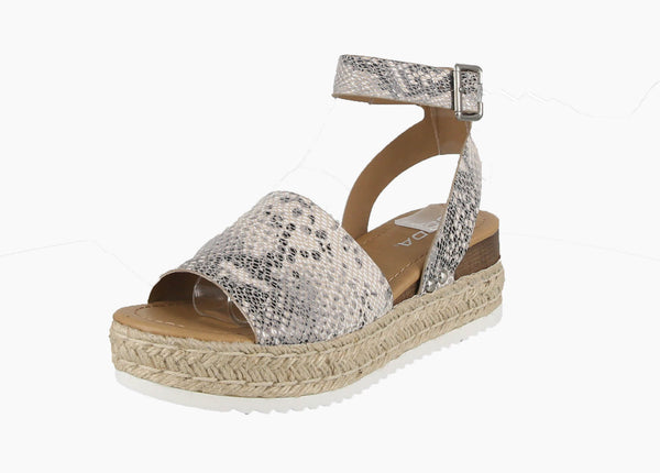 WOMAN'S SHOES BEIGE/SNAKE PU LEATHER  WEDGE SANDAL TOPIC-S