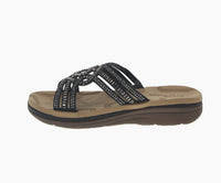 WOMAN'S SHOES BLACK GLITTER COMFORT SANDALS TRACY-07