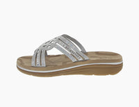 WOMAN'S SHOES SILVER GLITTER COMFORT SANDALS TRACY-07