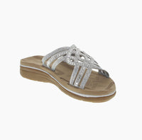 WOMAN'S SHOES SILVER GLITTER COMFORT SANDALS TRACY-07