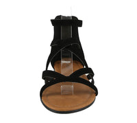 WOMAN'S SHOES BLACK SUEDE SANDALS TRAVON-1