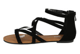 WOMAN'S SHOES BLACK SUEDE SANDALS TRAVON-1