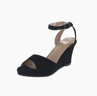 WOMAN'S SHOES BLACK SUEDE WEDGE TUNAS-38