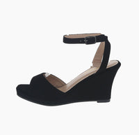 WOMAN'S SHOES BLACK SUEDE WEDGE TUNAS-38