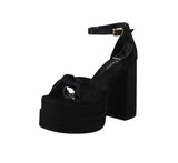 WOMAN'S SHOES BLACK SATIN HEELS TWICE-15