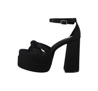 WOMAN'S SHOES BLACK SATIN HEELS TWICE-15