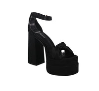 WOMAN'S SHOES BLACK SATIN HEELS TWICE-15