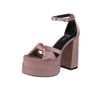 WOMAN'S SHOES BLUSH SATIN HEELS TWICE-15