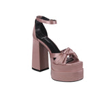 WOMAN'S SHOES BLUSH SATIN HEELS TWICE-15