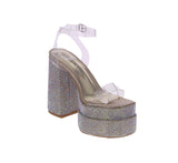 WOMAN'S SHOES GOLD GLITTER CLAER HEELS TWICE-28