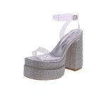 WOMAN'S SHOES SILVER GLITTER CLAER HEELS TWICE-28